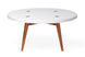 mesa de centro redonda biscoito fino 70cm off white em fundo infinito visto de frente