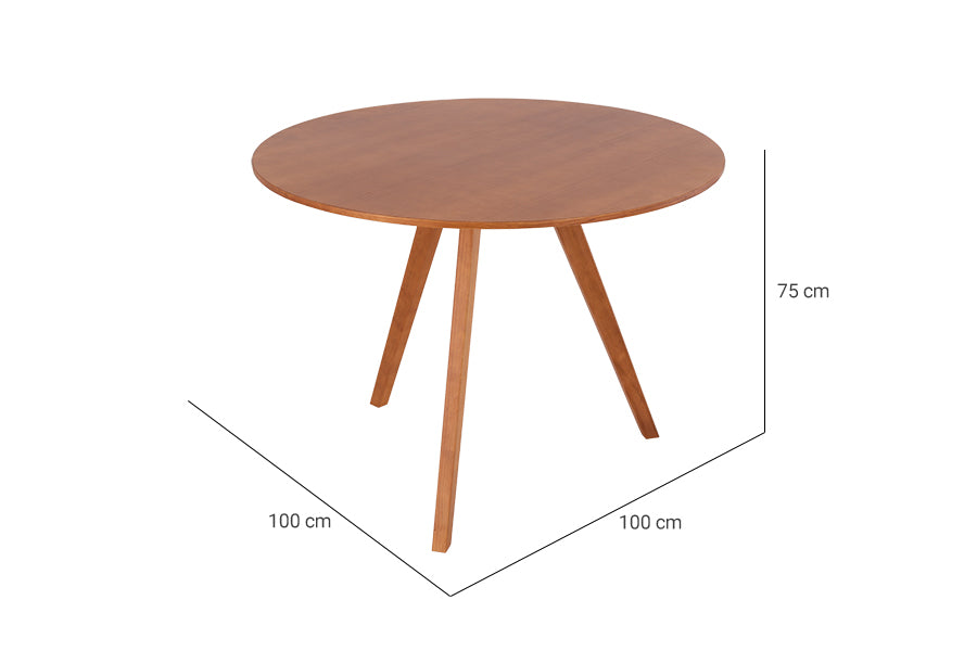 mesa de jantar 4 lugares redonda eme castanho com medidas imporatntes descritas na imagem