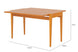 foto da mesa jantar extensivel pina na cor cerezo em fundo branco vista na diagonal aberta com medidas escritas na imagem