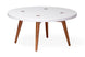 mesa de madeira redonda biscoito fino 70cm off white em fundo infinito vista de frente
