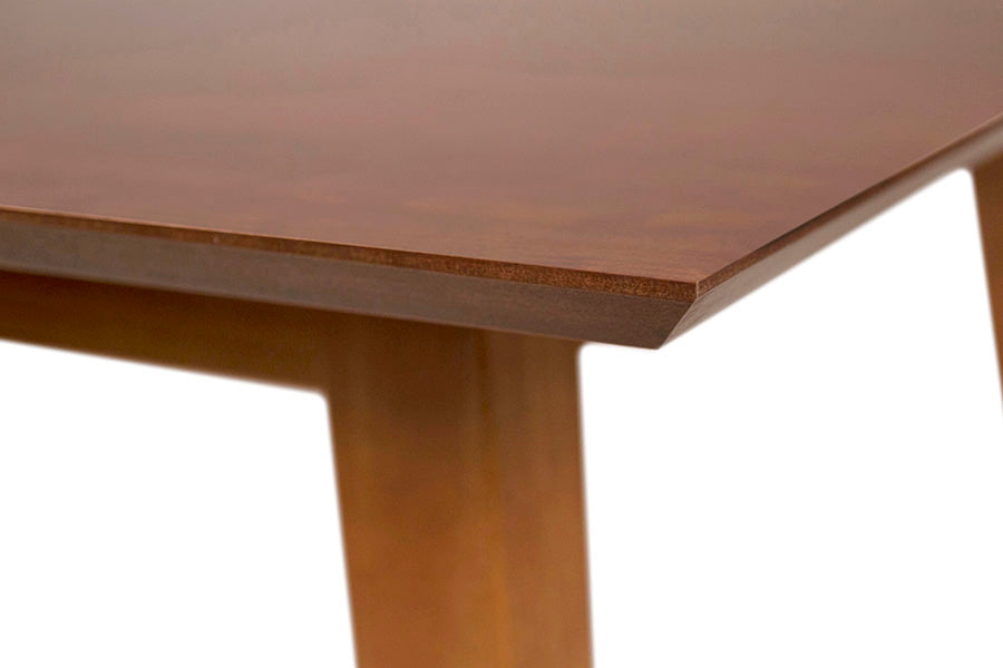 mesa madeira macica de jantar 6 lugares lotus caramelo mostrando canto da mesa