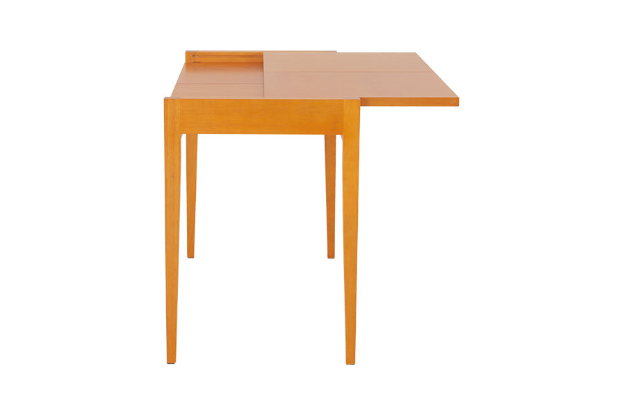 foto da mesa de jantar 4 lugares para apartamento pequenoretratil pina na cor cerezo em fundo branco vista de lado sendo fechada