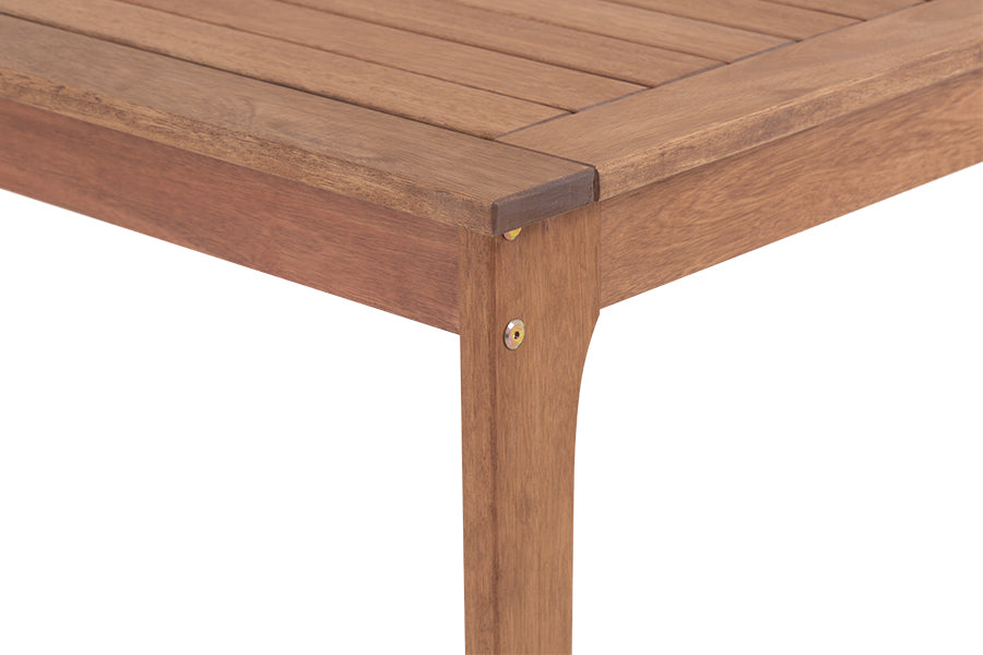 mesa rustica 6 lugares bertioga jatoba mostrando detalhe acabamento