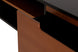 rack para sala kepler garapa e preto em fundo infinito focando nos detalhes da gaveta aberta