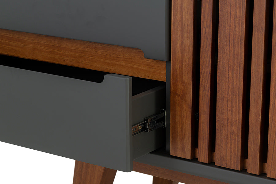 rack sala panteon grafite 210 cm detalhe gaveta