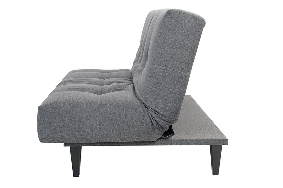 sofa 3 lugares cama denver cinza visto de lado em forma de sofa