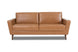 foto do sofa confortavel 3 lugares louise na cor caramelo em fundo branco vista de frente