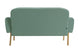 sofa namoradeira 2 lugares agnes natural e tecido verde visto de tras em fundo infinito