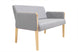 sofa para sala pequena 2 lugares arpoador natural tecido cinza claro visto na diagonal