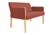 sofa para sala pequena 2 lugares arpoador natural tecido terracota visto na diagonal