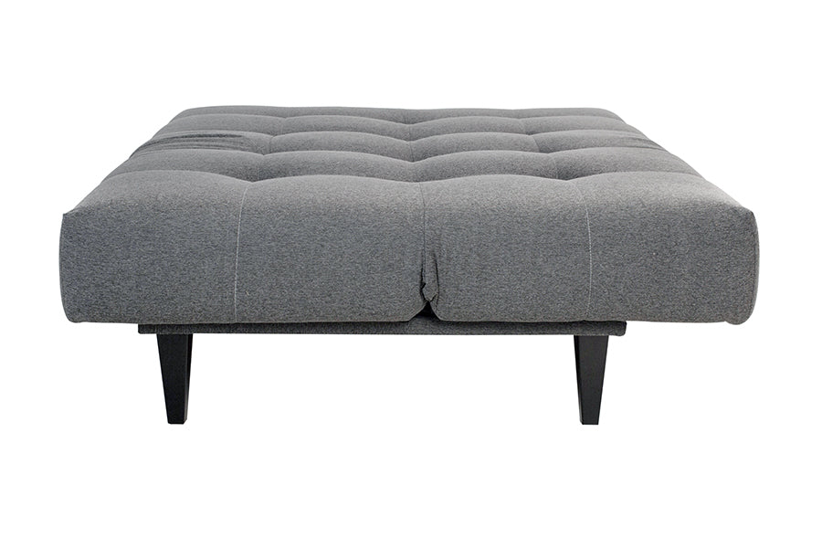 sofa para sala pequena cama denver cinza visto de lado em forma de cama