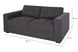 sofa pequeno 2 lugares oslo cinza visto na diagonal em fundo infinito com medidas escritas na imagem