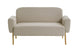 sofa 2 lugares agnes natural e tecido cru visto de frente em fundo infinito