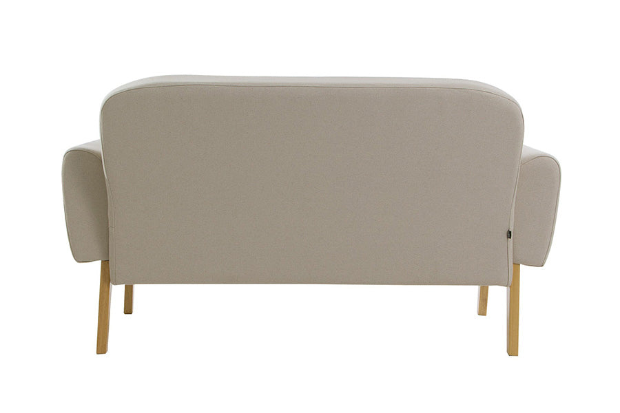 sofa 2 lugares agnes natural e tecido cru visto de tras em fundo infinito