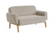 sofa 2 lugares agnes natural e tecido cru visto na diagonal em fundo infinito