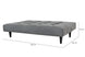sofa cama denver cinza visto na diagonal em forma de cama com medidas escritas na imagem