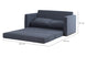 sofa cama vira grafite aberto como cama visto na diagonal com medidas descritas na imagem