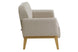 sofa pequeno 2 lugares agnes natural e tecido cru visto de lado em fundo infinito